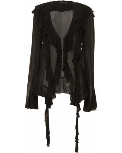 Памучна копринена блуза Blumarine черно