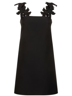 Krepinis siuvinėtas mini suknele Valentino juoda
