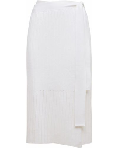 Bavlněné hedvábné midi sukně Casasola bílé