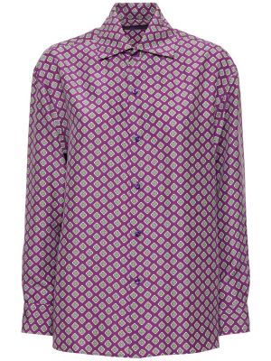 Копринена риза Ralph Lauren Collection виолетово