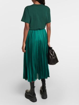 Πλισέ σατέν μίντι φόρεμα από ζέρσεϋ Sacai πράσινο