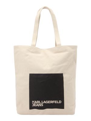 Τσάντα shopper Karl Lagerfeld Jeans μπεζ