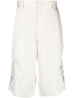 Satenske bermuda kratke hlače s vezom Bluemarble bijela