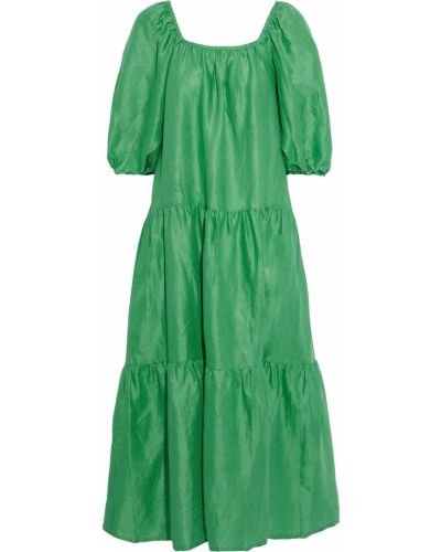 Zelené plátěné maxi šaty pruhované Solid & Striped
