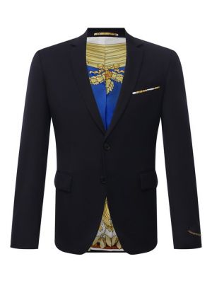 Шерстяной пиджак Versace синий