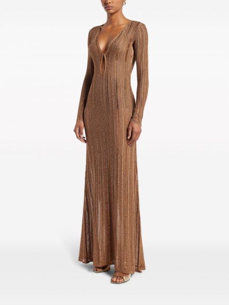 Sukienka wieczorowa z dekoltem w serek Tom Ford brązowa