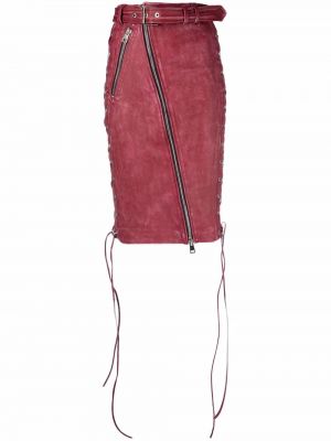 Šněrovací přiléhavé kožená sukně Manokhi - červená