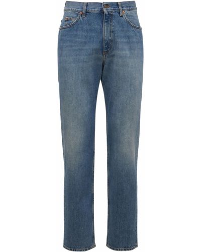 Bavlnené džínsy s rovným strihom Gucci modrá