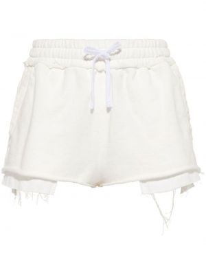 Distressed shorts mit stickerei aus baumwoll Miu Miu weiß