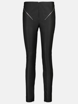 Pantaloni dritti a vita alta di pelle slim fit Givenchy nero