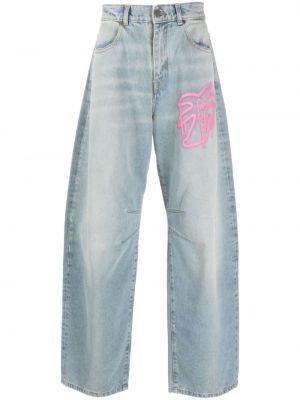 Jeans con stampa baggy Palm Angels blu