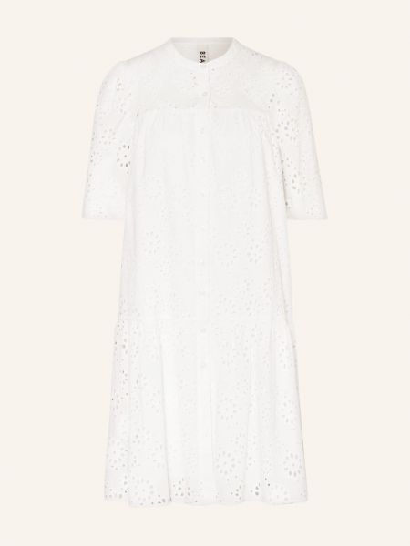 Rozkloszowana sukienka koronkowa Beaumont biała