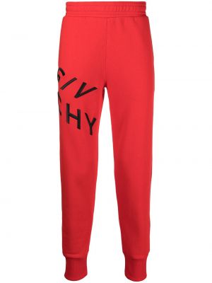 Pantaloni sport cu broderie Givenchy roșu