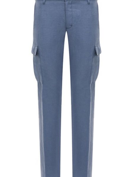 Шелковые льняные брюки карго Zilli синие