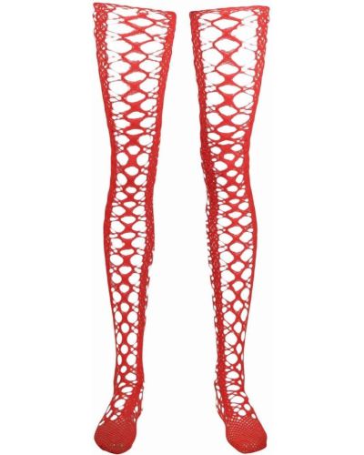 Kάλτσες πάνω από το γόνατο με δαντέλα Yohji Yamamoto κόκκινο
