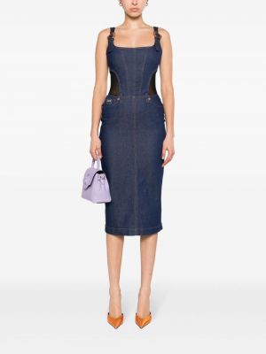 Midi šaty s přezkou Versace Jeans Couture modré