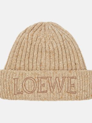 Haftowana czapka Loewe beżowa
