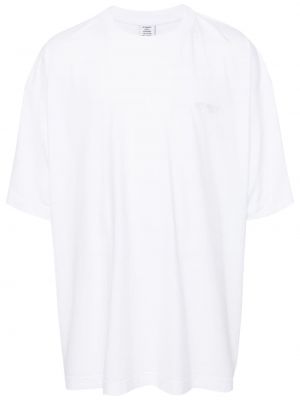Haftowana koszulka bawełniana Vetements biała