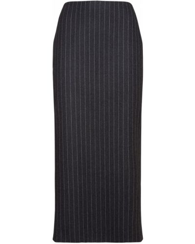 Pruhovaná vlnená puzdrová sukňa Versace sivá