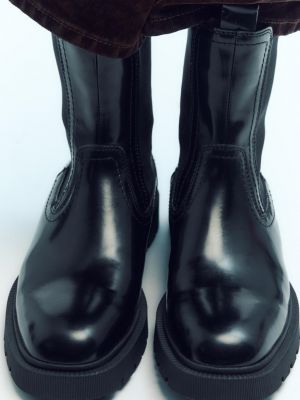 Кожаные ботинки челси Zara черные