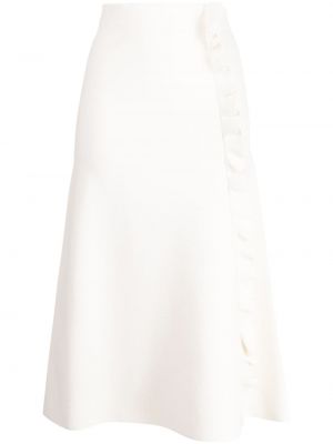 Midi φούστα με βολάν Jil Sander λευκό