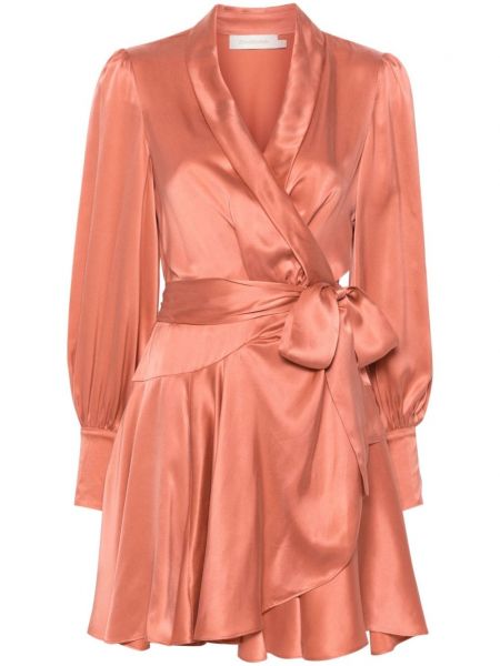 Hodvábne mini šaty Zimmermann oranžová