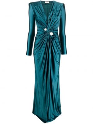 Sukienka wieczorowa z perełkami Elisabetta Franchi niebieska
