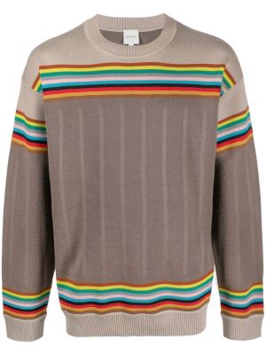 Пуловер от мерино вълна на райета Paul Smith бежово