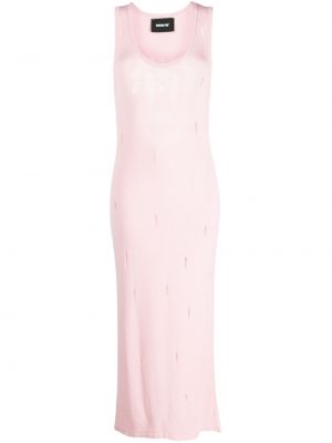 Pletené dlouhé šaty s oděrkami Barrow růžové