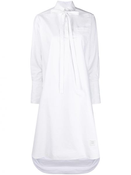 Vestido camisero con lazo Thom Browne blanco
