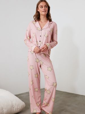 Pijamale tricotate cu stele Trendyol