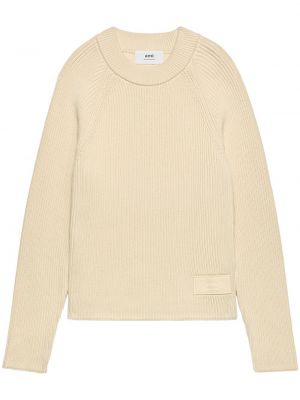 Плетен пуловер Ami Paris бежово