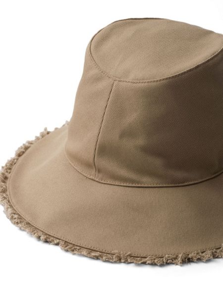 Bavlněný klobouk s výšivkou Prada béžový