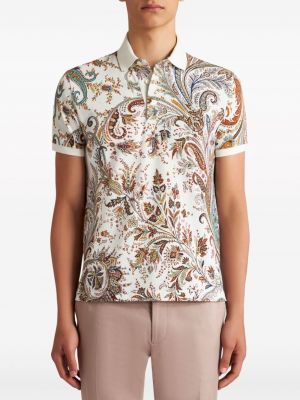 Kokvilnas polo krekls ar apdruku ar lāsīšu rakstu Etro balts
