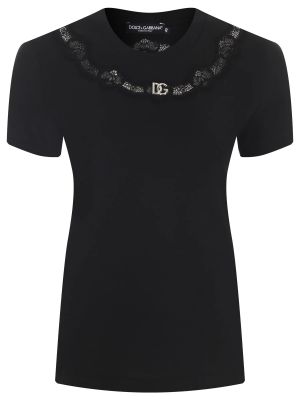 Черная кружевная футболка Dolce & Gabbana