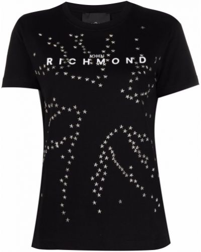 Camiseta con estampado con tachuelas de estrellas John Richmond negro