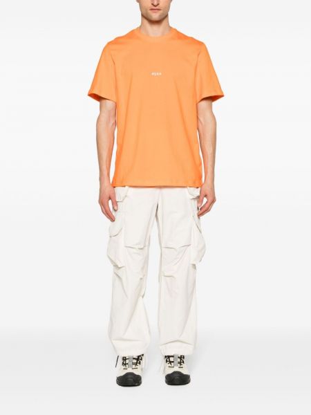 T-shirt en coton à imprimé Msgm orange