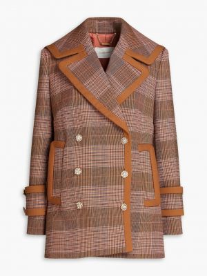 Твидовое клетчатое пальто Zimmermann коричневое