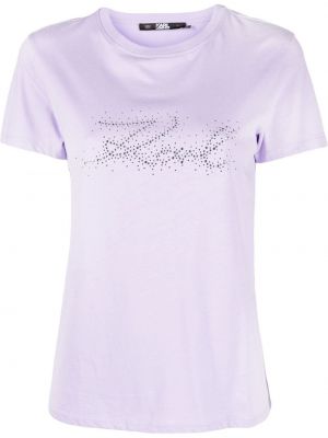Koszulka bawełniana Karl Lagerfeld fioletowa
