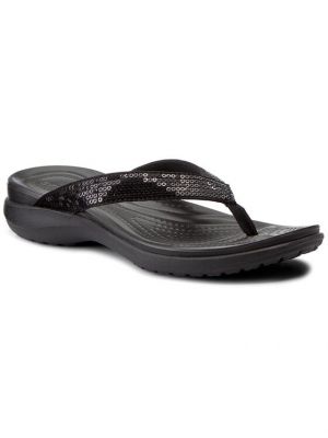 Flitteres flip-flop Crocs fekete