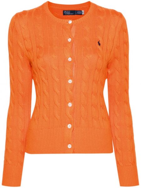 Megztas džersis siuvinėtas polo marškinėliai Polo Ralph Lauren oranžinė