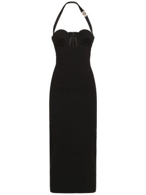 Robe mi-longue en satin Versace noir