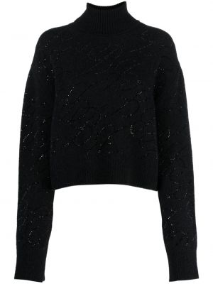 Dzianinowy sweter z kryształkami Blumarine czarny