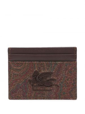 Bavlnená peňaženka s výšivkou Etro hnedá