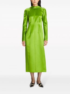 Satynowa sukienka koktajlowa Tory Burch zielona