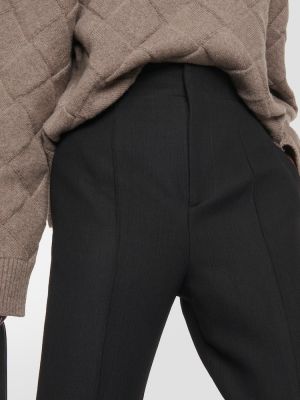 Βαμβακερό παντελόνι με ψηλή μέση Bottega Veneta μαύρο