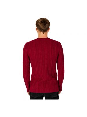 Dzianinowy sweter z okrągłym dekoltem Tommy Jeans czerwony