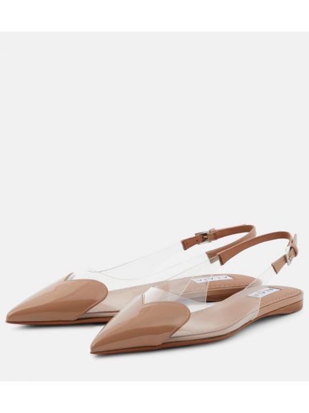 Nyitott sarkú lakkozott bőr balerina cipők Alaïa bézs