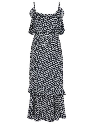Robe mi-longue à fleurs en crêpe Diane Von Furstenberg noir