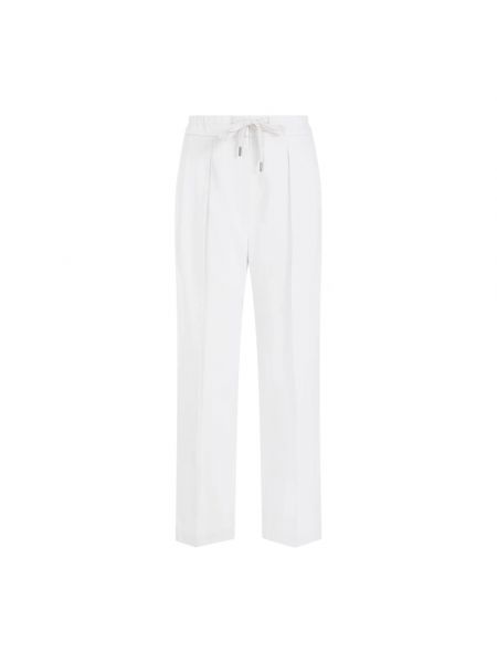 Lniane spodnie bawełniane Brunello Cucinelli białe